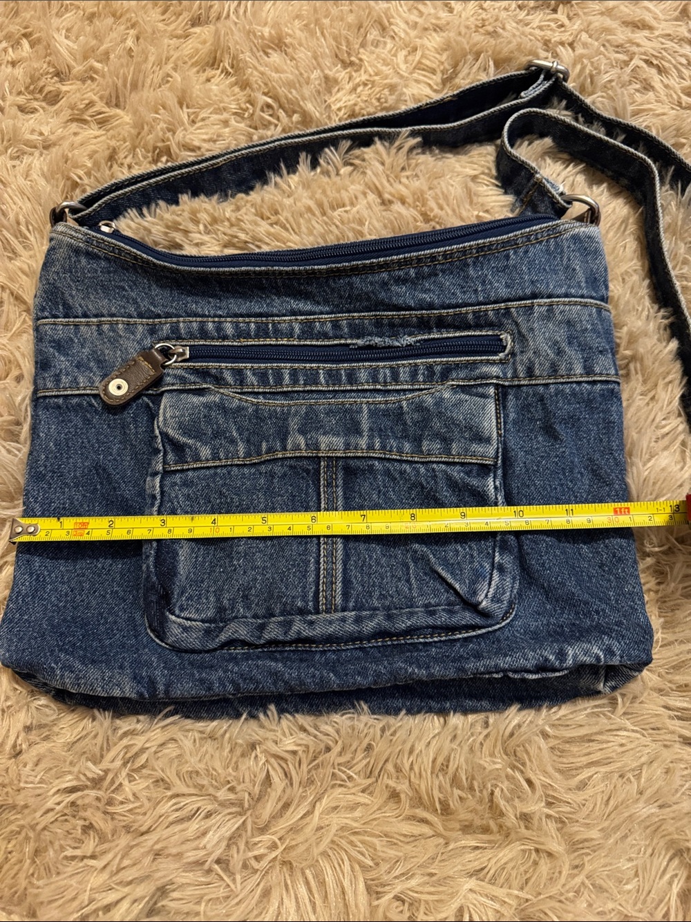 Vintage Denim Crossbody Shoulder Bag in Blue - Picture 2 of 9